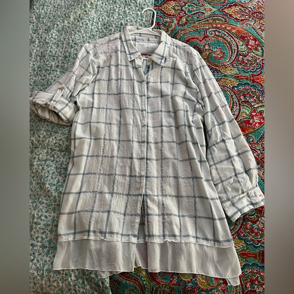 Johnny Was plaid blouse Size L